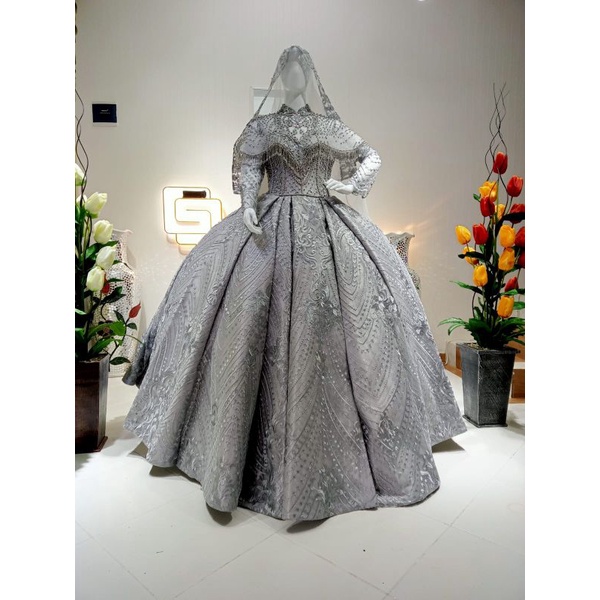 SALE kebaya gaun pengantin BELINGBING ada ekor murah meriah)