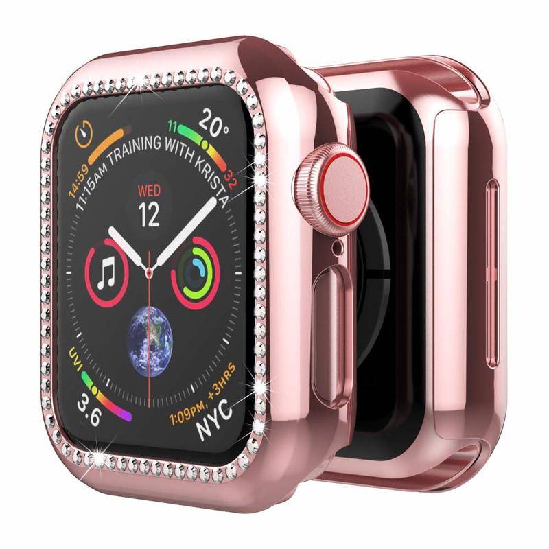 Diamond Case+Pelindung Layar Tempered Glass Untuk Apple Watch Series8 7 6 5 4 3 2 1 SE SE SE2 Bumper Cover Case Untuk iWatch 45mm 41mm 44mm 42mm 40mm 38mm