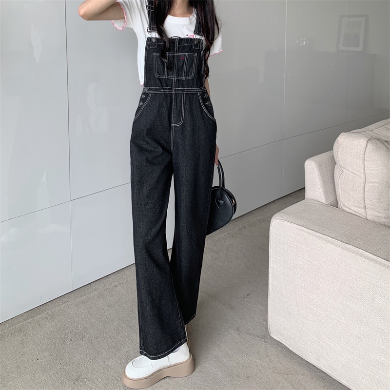 Celana Kodok Jeans Wanita Overall Jeans Kelabu Hitam Jumpsuit Jeans Wanita