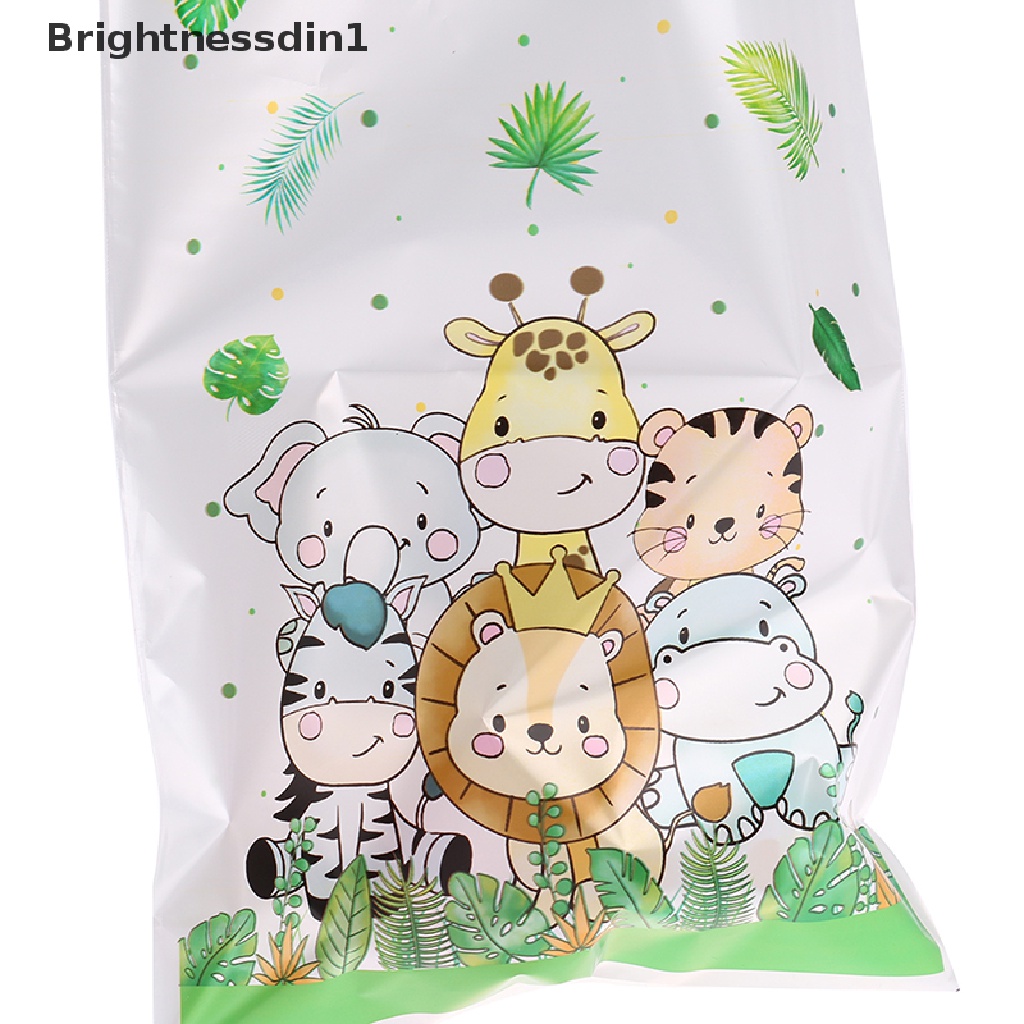 10 Pcs Tas Kemasan Permen Desain Kebun Binatang Safari 1 In 1 Untuk Pesta Ulang Tahun