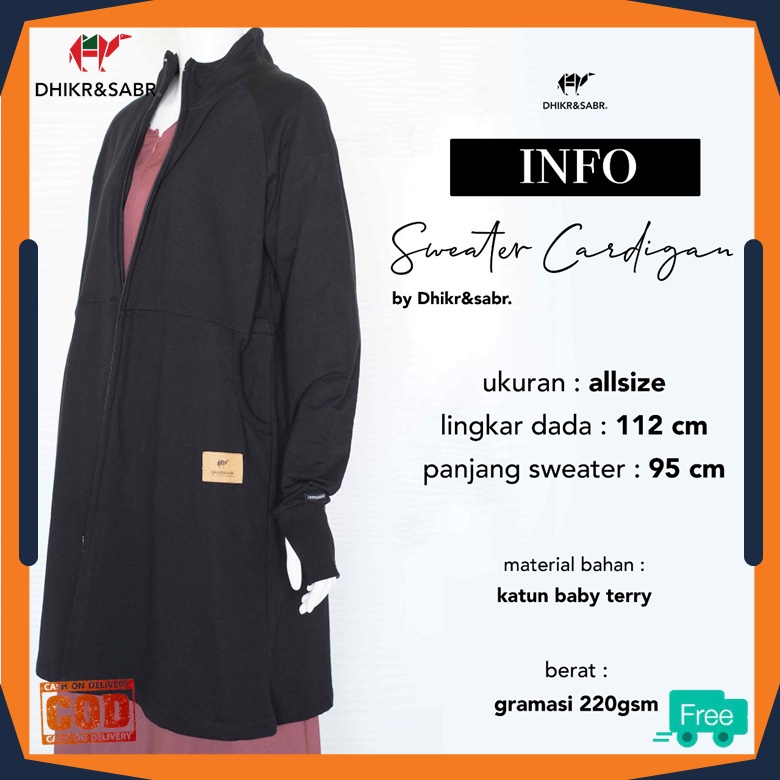 Sweater Cardigan Wanita Hoodie NON HOODIE Dhikr & Sabr