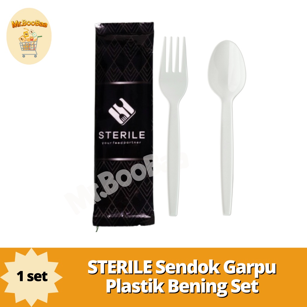 Jual Sterile Sendok Garpu Plastik Bening Set Set Alat Makan Cutlery Set Bening Shopee 4980