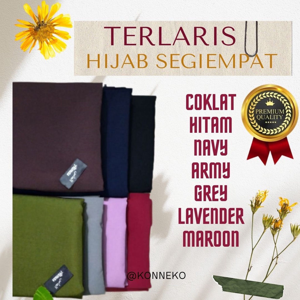 Hijab Syar'i Segi Empat Wolfis  Polos Jilbab Jumbo 150x150 cm Almas Kualitas Premium muslim / fashio