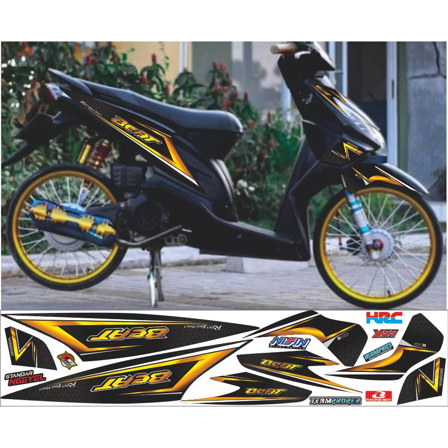 STRIPING BEAT KARBU VARIASI ARNA HITAM LIS GOLD