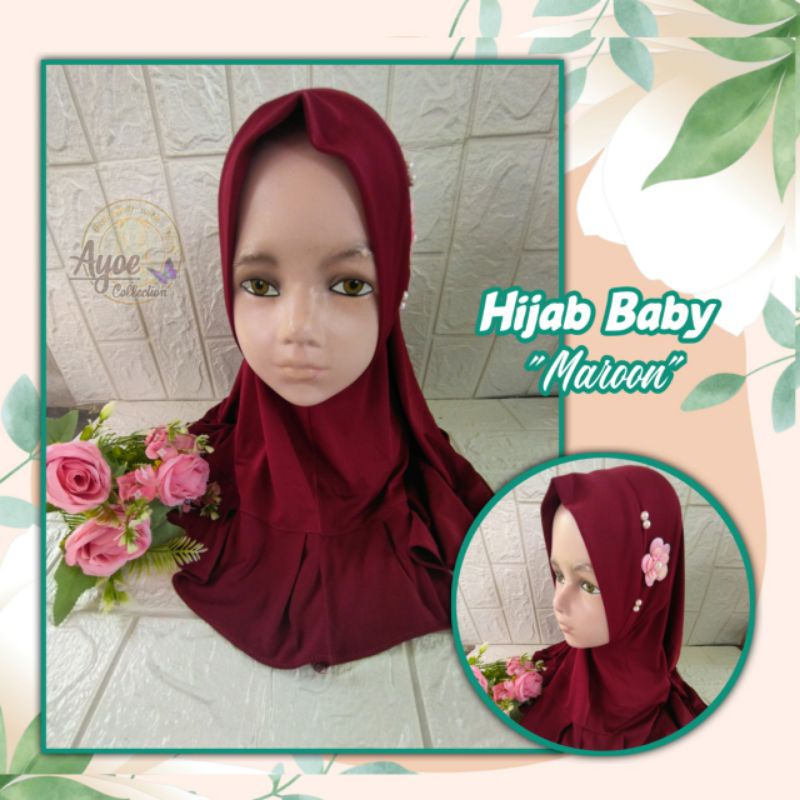 JILBAB BAYI BUNGA MUTIARA JILBAB BAYI MAROON Jilbab bayi murah jilbab bayi jilbab anak jilbab balita