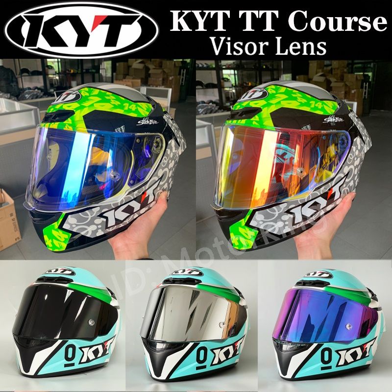 kaca helm KYT TT-COURSE iridium original visor flat kaca ttc iridium Silver Gold Blue Purple Red Red