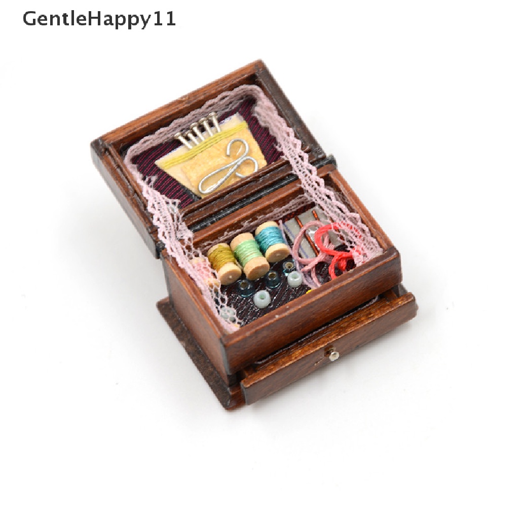 GentleHappy Vintage Sewing Kit Box 1:12 Dollhouse Miniature Mini Decor id