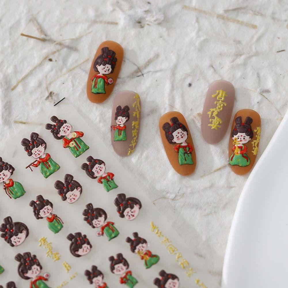 Mxbeauty Stiker Kuku Motif Tahun Baru Cina / Imlek Untuk Aksesoris Nail Art / Manicure Wanita