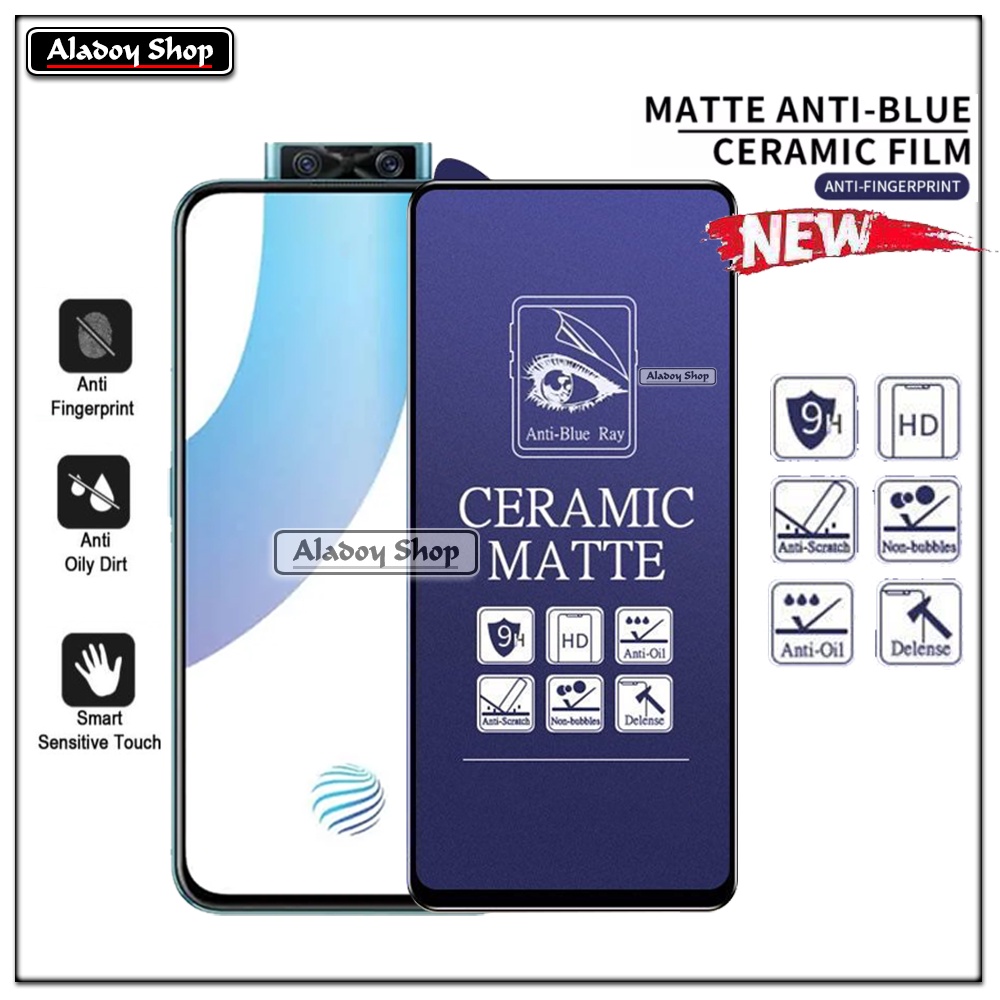 PAKET 3IN1 Anti Gores Blue Matte Anti Glare Vivo V17 Pro + Tempered Glass Camera dan Skin Carbon