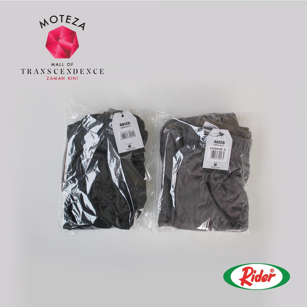RIDER Premium R 812 B R812B - Celana Dalam Pria Boxer Katun - Hitam Abu | Size S M L XL 2XL 3XL 4XL 5XL Jumbo Big Size