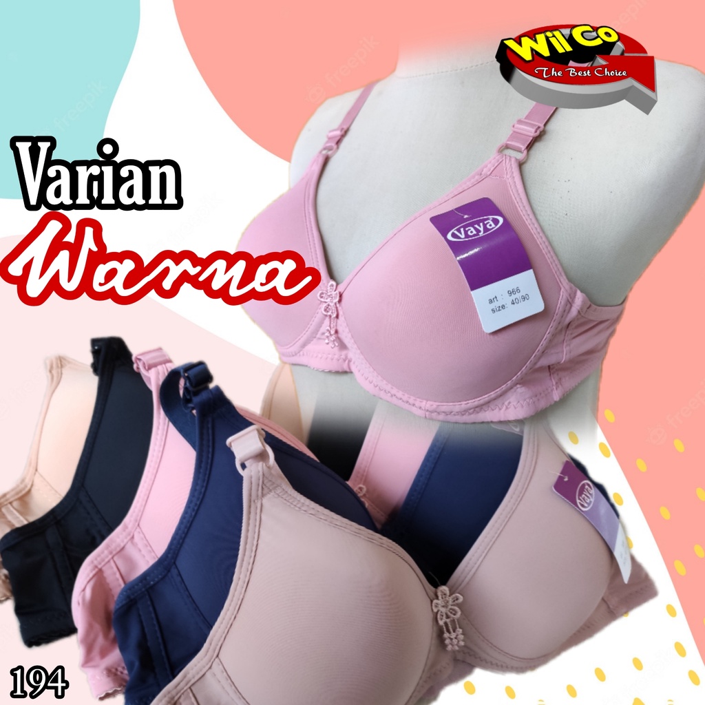 K194 - BRA/BH WANITA VAYA PAKAI BUSA TANPA KAWAT CUP SEDANG SIZE 34B - 40B  DUA PENGAIT