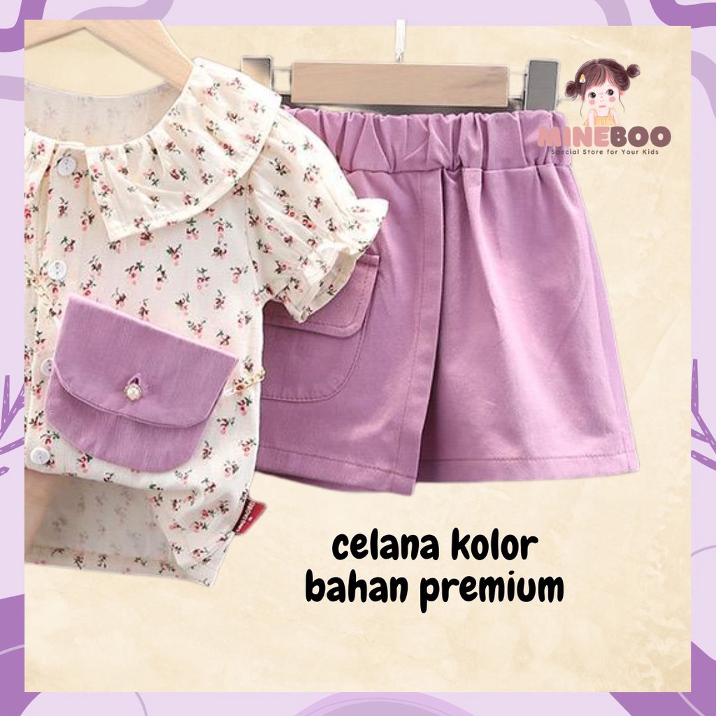 mineboo - SET PERIWINKLE BAG EBV 1-5tahun Setelan anak perempuan baru/versi Korea celana denim/baju anak perempuan