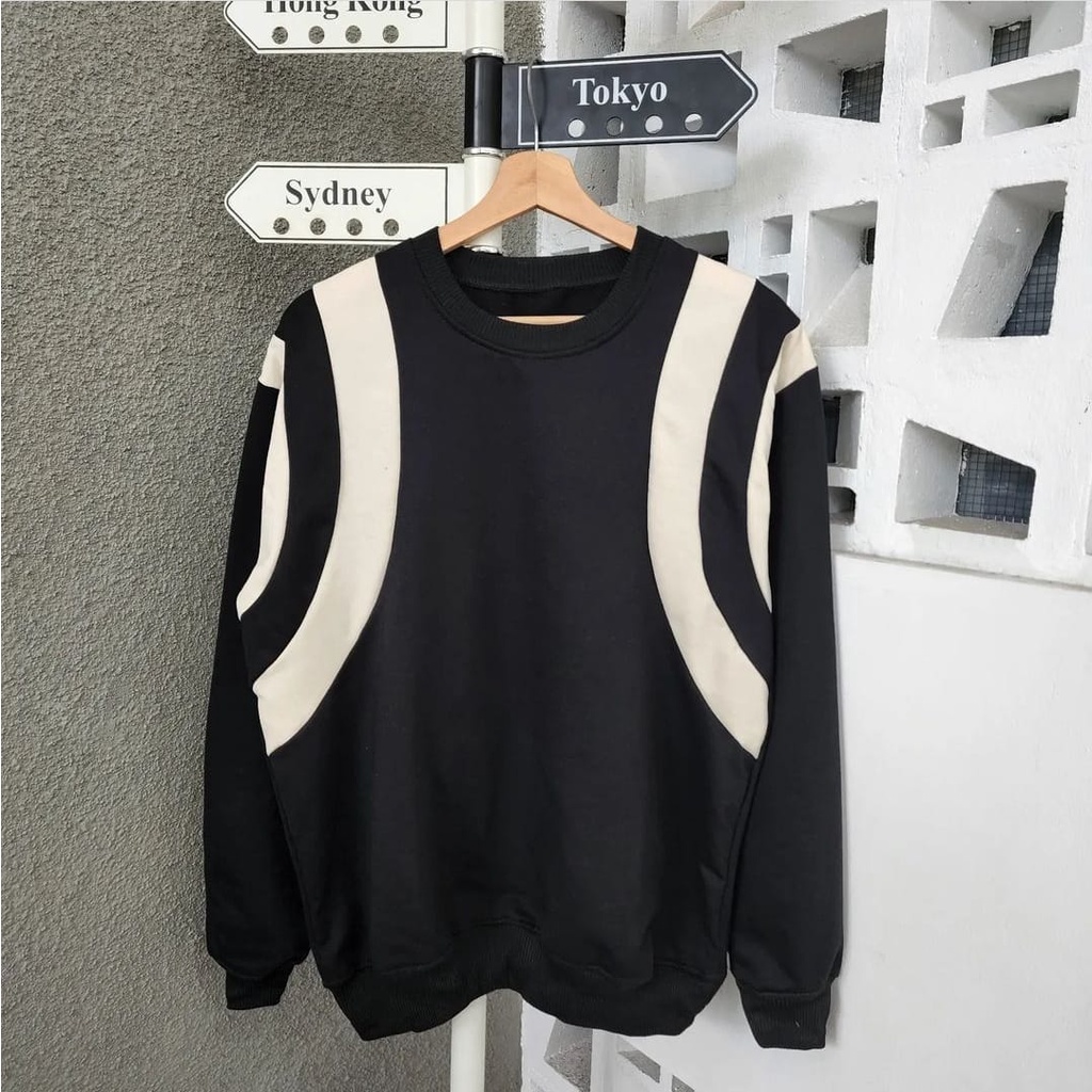 TWO LINES C SWEATER OVERSIZE WANITA SWEATSHIRT SWEATER BAHAN FLEECE