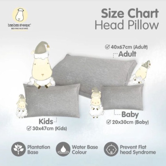 BAABAA SHEEPZ HEAD PILLOW ADULT GREY 40 CM x 67CM