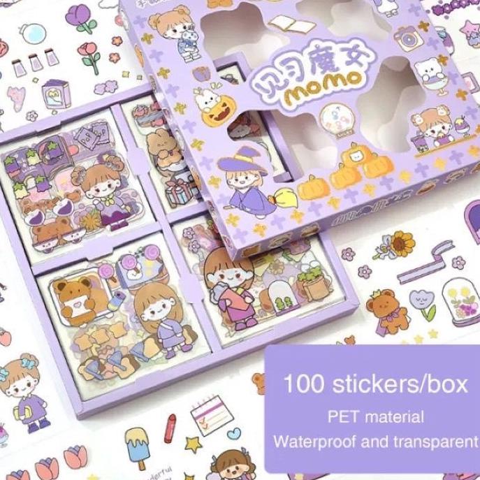 

Pasti Ada ✧ Sticker Waterproof Sticker Momo Dapat Box Isi 100 Lembar^^