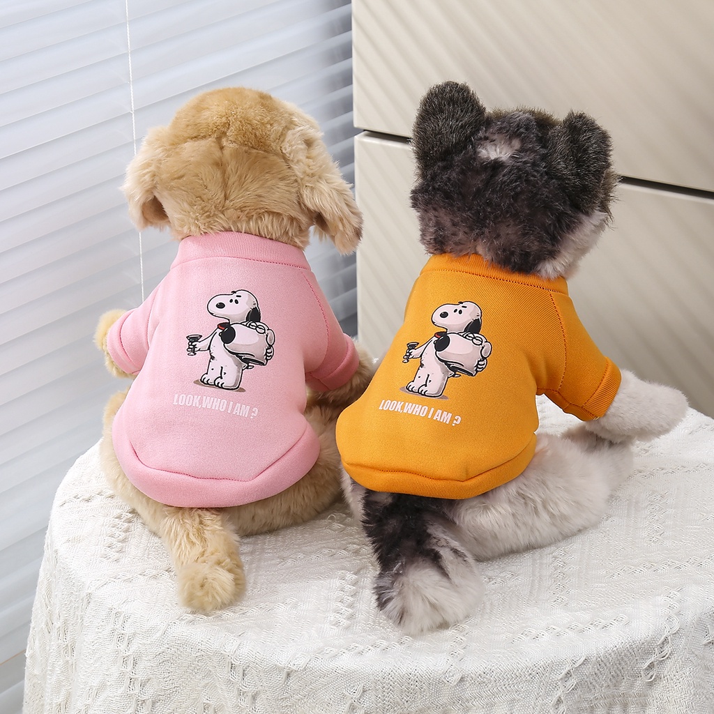 Pakaian Hewan Peliharaan Sweater Anjing Baju Anjing Peliharaan Musim Gugur Musim Dingin Pakaian Warna Kartun Gambar Anjing T-Shirt XS-2XL