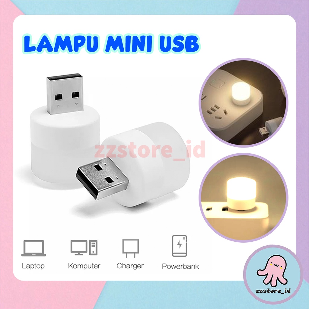 Lampu LED USB Mini Night Light Bulat Portable Kecil / Lampu Baca Tidur Travel Mini USB