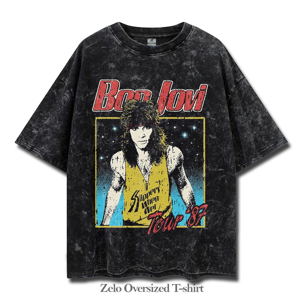 Kaos Bon Jovi Oversize Vintage Tee T shirt Bon Jovi Washed Tee