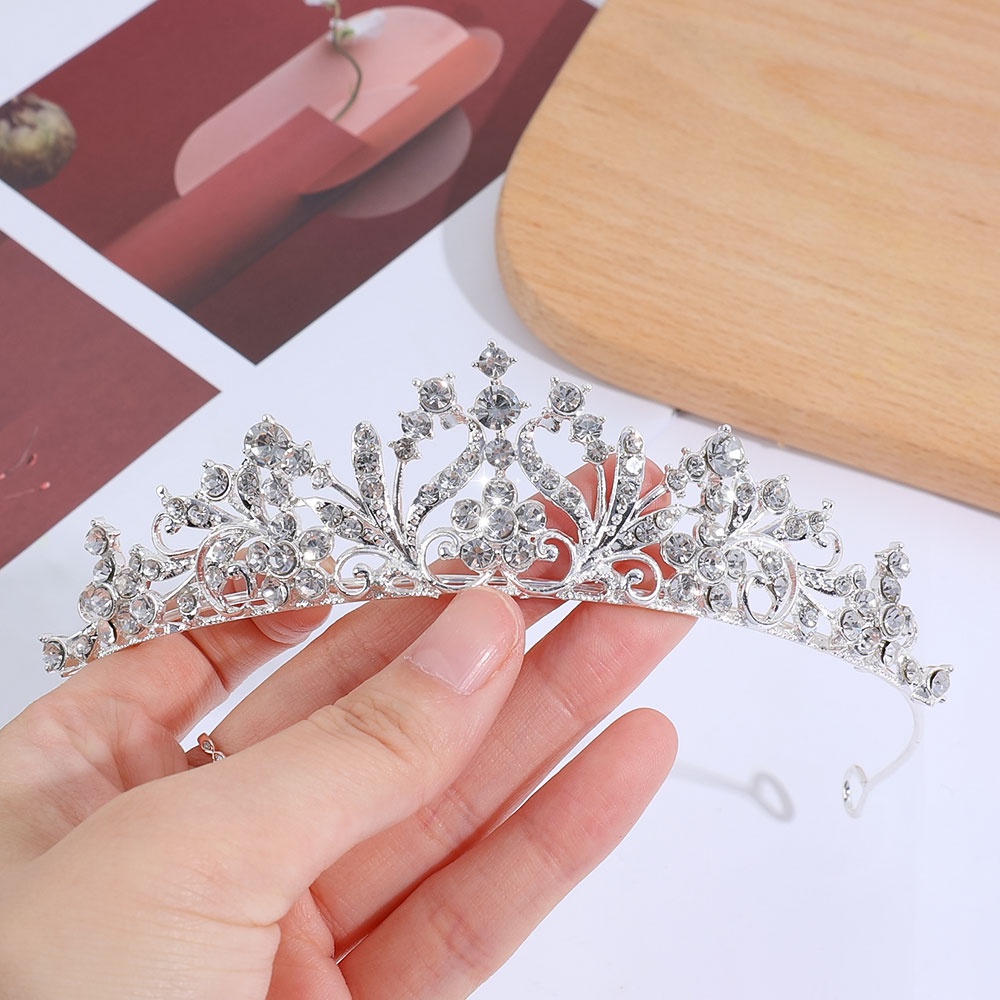 Bando Berlian Imitasi Mahkota Hairband Manis Wanita Gadis Pernikahan Pengantin Hiasan Kepala Wanita Hiasan Kepala Aksesoris Rambut INS Style Elegan Korea