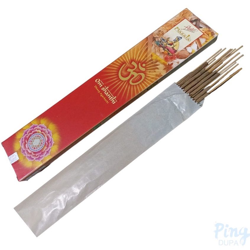 Dupa Hio Om Shanthi by Flute Masala High Quality Incense dari India isi 12 Batang Recta Kemasan Kotak Exclusive