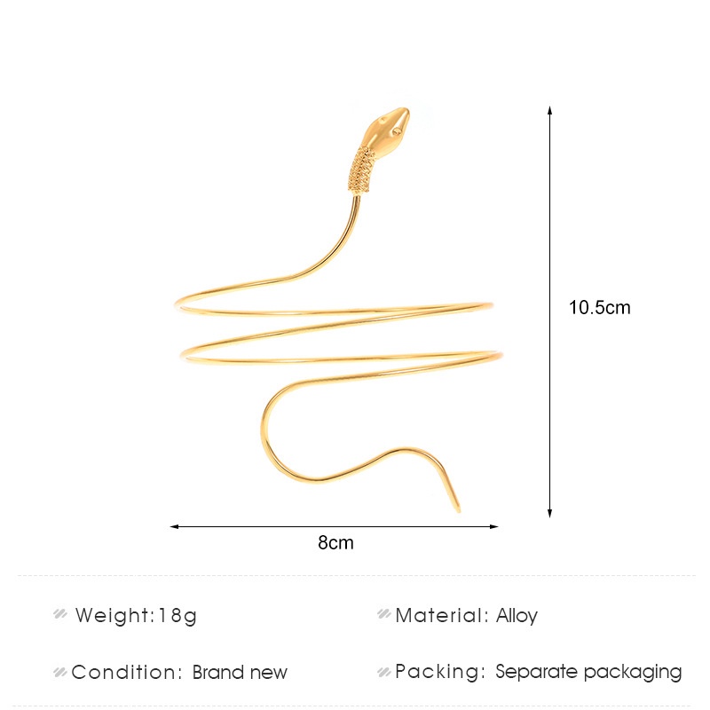 Vintage Mode Memutar Berliku Logam Ular Ban Lengan Kepribadian Berlebihan Ular Berbentuk Gelang Lengan Hoop
