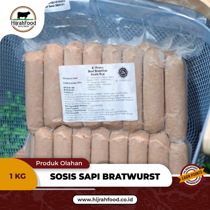 

Sosis Sapi / Beef Sausage Bratwurst Breakfast (Qty. 1 kg)