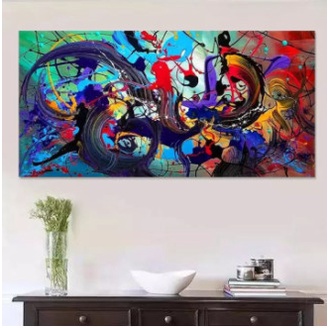 LUKISAN PRINTING DESAIN ABSTRAK UKURAN BESAR, - S7