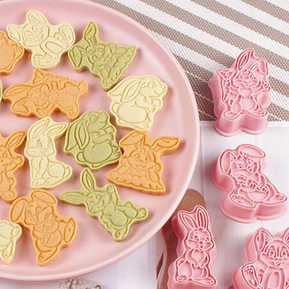 Top 8pcs/set 3D Easter Rabbit Alat Kue Pastry Dekorasi Plastik Bunny Cookie Cutter