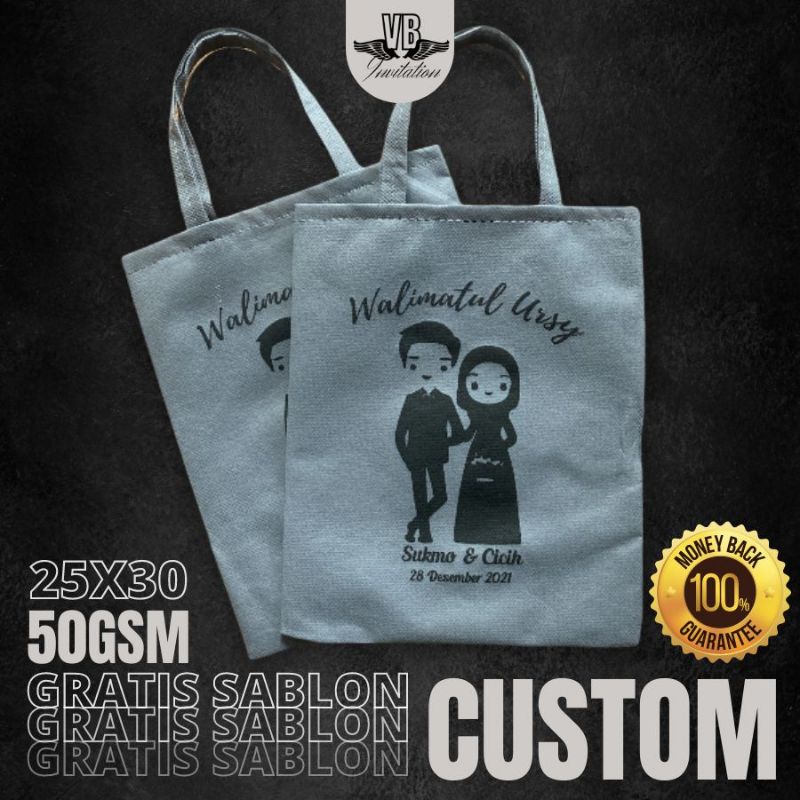 SOUVENIR TAS SPUNBOUND PERNIKAHAN TERBARU TERMURAH SOUVENIR WEDDING FREE SABLON FLAT 25X30