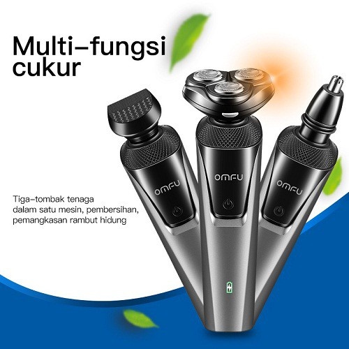 Omfu SV 02 Alat Cukur Listrik Pria 3 in 1 Multifungsi Rechargable Abu