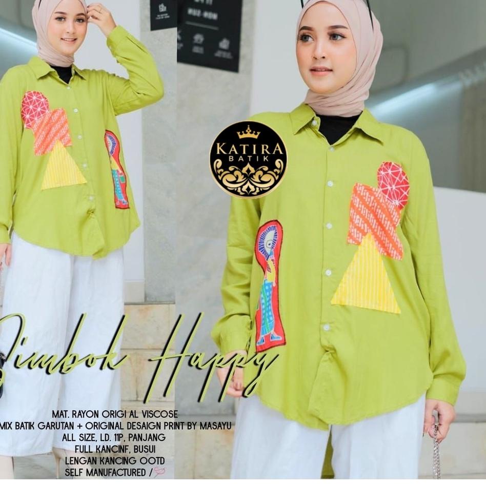 NEW BLOUSE SIMBOK HAPPY BLOUSE BATIK CANTIK  SERAGAM KANTOR PESTA NIKAHAN  BIG SIZE PLUS JUMBO LD 11
