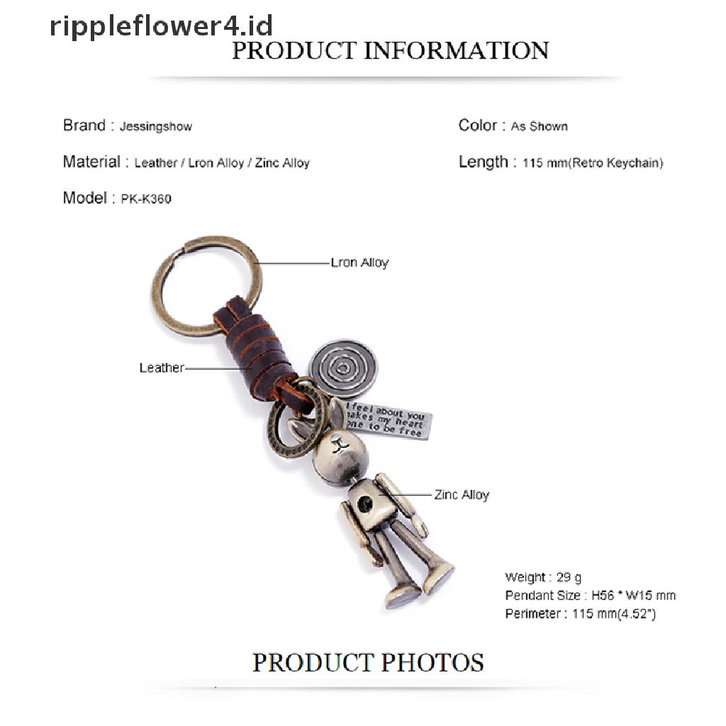 {rippleflower4.id} Vintage Ukiran Bronze Robot Ransel Mobil Gantungan Kunci Aksesoris Fashion Hadiah~