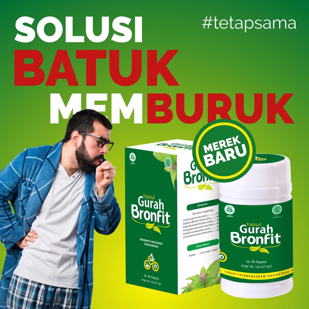 Gurah Bronfit Naturafit Original Kapsul Herbal Sesak Nafas Herbal Flu Batuk Bronkitis Asma