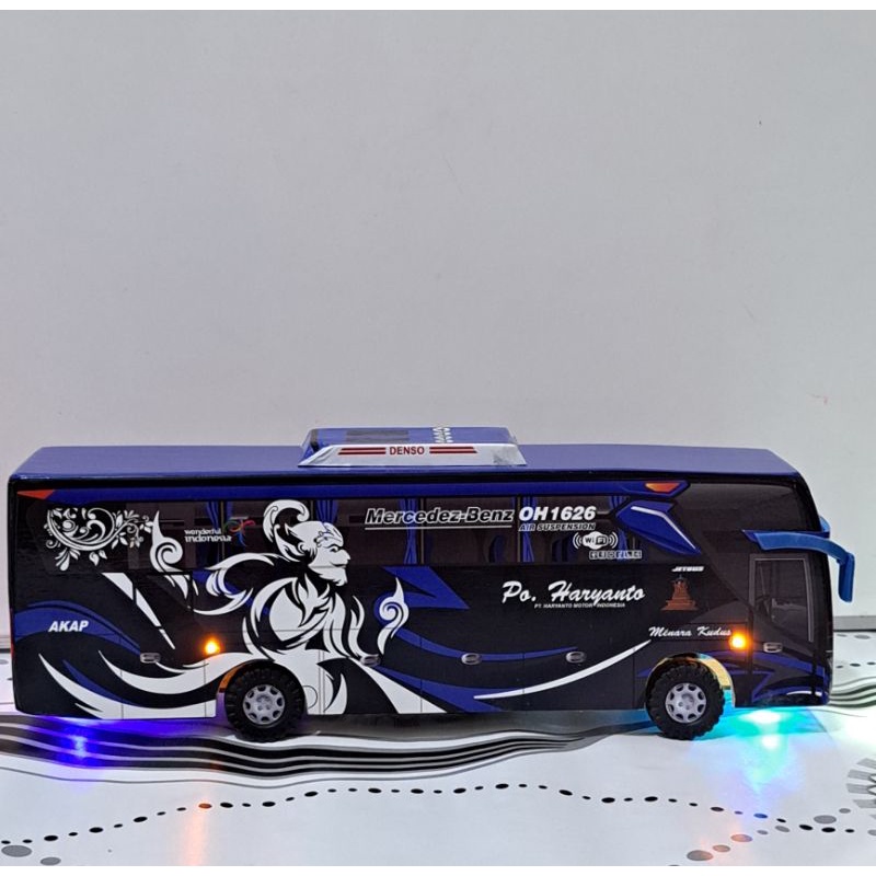 miniatur bus haryanto BIMA BIRU PLUS LAMPU