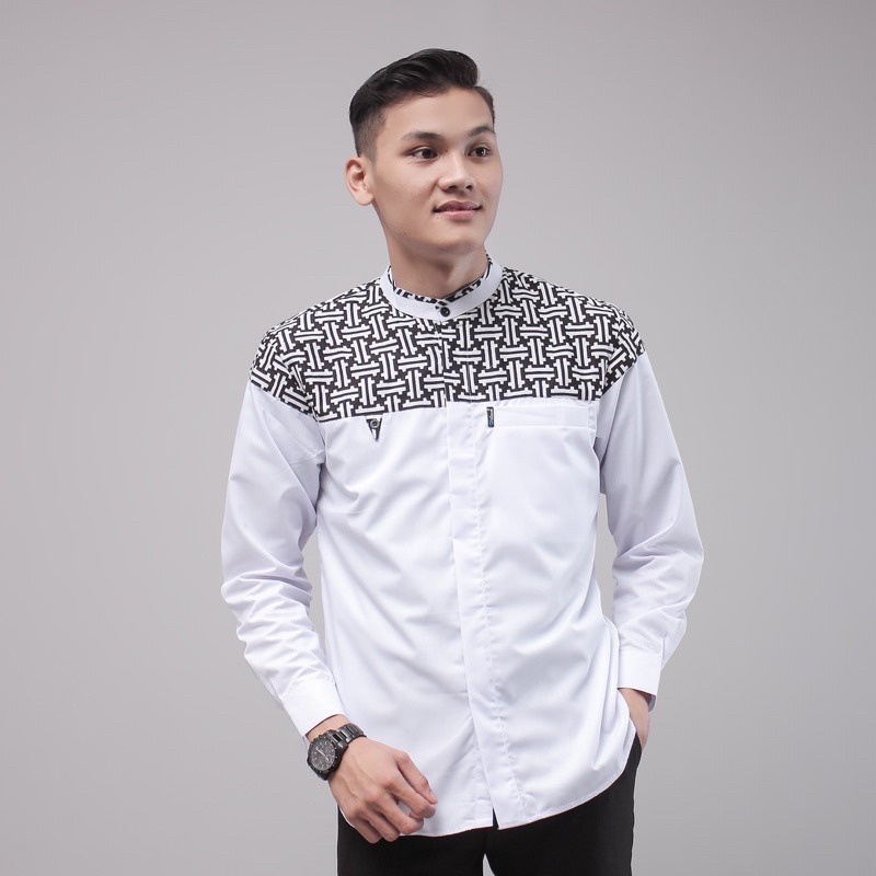 Baju Koko Dewasa Lengan Panjang Motif Falcon Navi