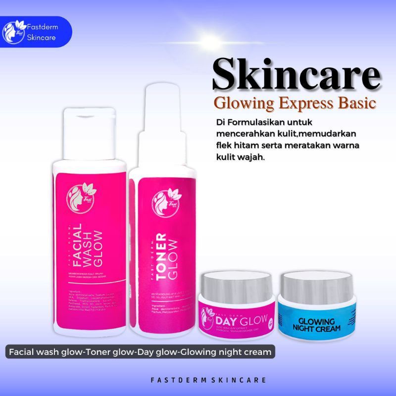 FAST DERM PAKET GLOWING EXPRESS BASIC, UNTUK WAJAH SUSAH PUTIH DAN FLEK ORIGINAL BPOM
