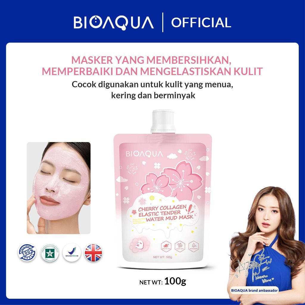 Bioaqua Cosmetics Cleansing Brightening Mud Mask Clay Mask Masker Wajah Clean Clay Mask100g