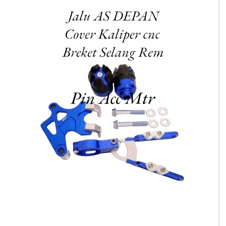 Paket Variasi Motor/3 macam Variasi/Jalu As Depan+Cover Kaliper cnc+Jepitan Selang Rem cnc/Motor Honda Matic Beat/Yamaha Matic Mio