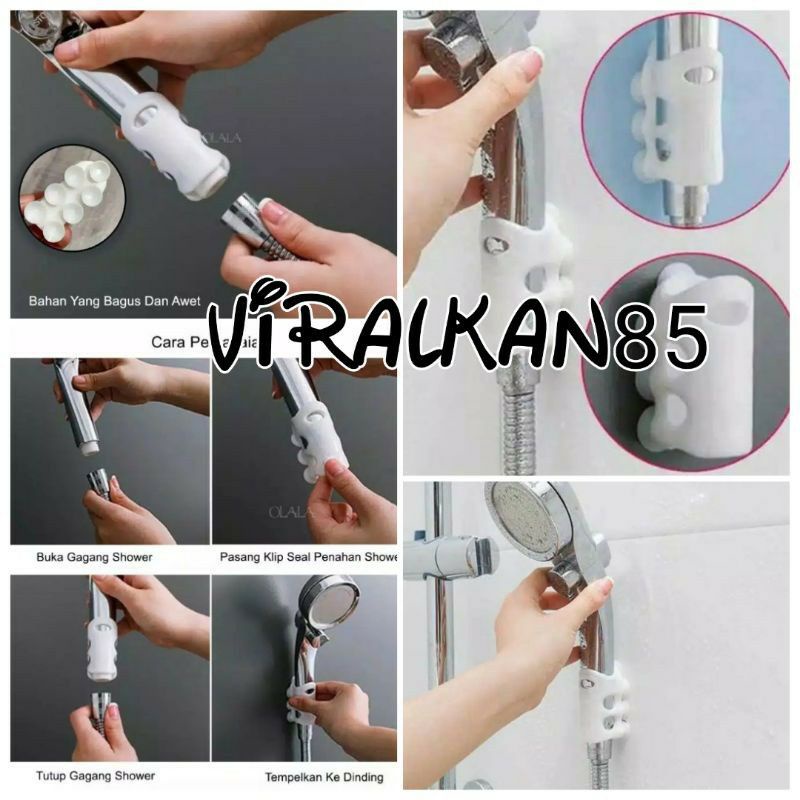 JT - Tempelan gantungan holder gagang shower selang kran air silicon / holder shower tempel silikon