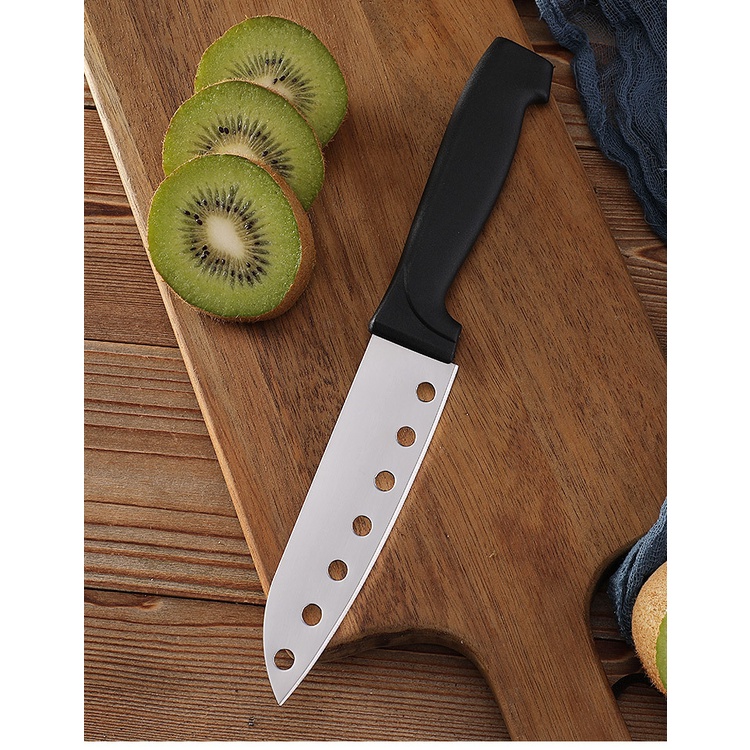 Pisau Paring Gagang Hitam Lubang hole Dapur Buah Sayuran Stainless Steel Paring Knife Fruit Vegetables Kitchen Black Serbaguna