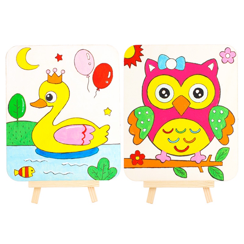 PAOPAO DIY Papan Kayu Mewarnai Character Cute Education Anak Premium