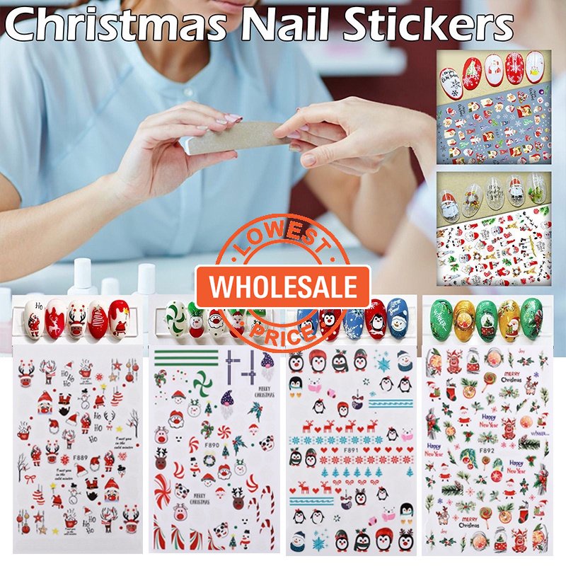 [Harga Grosir] Embos DIY Manicure Art Xmas Elements Nail Decals Kuku Kuku DIY Dekorasi Patch 3D Kartun Stiker Kuku Untuk Natal Tahun Baru Pesta Pacaran