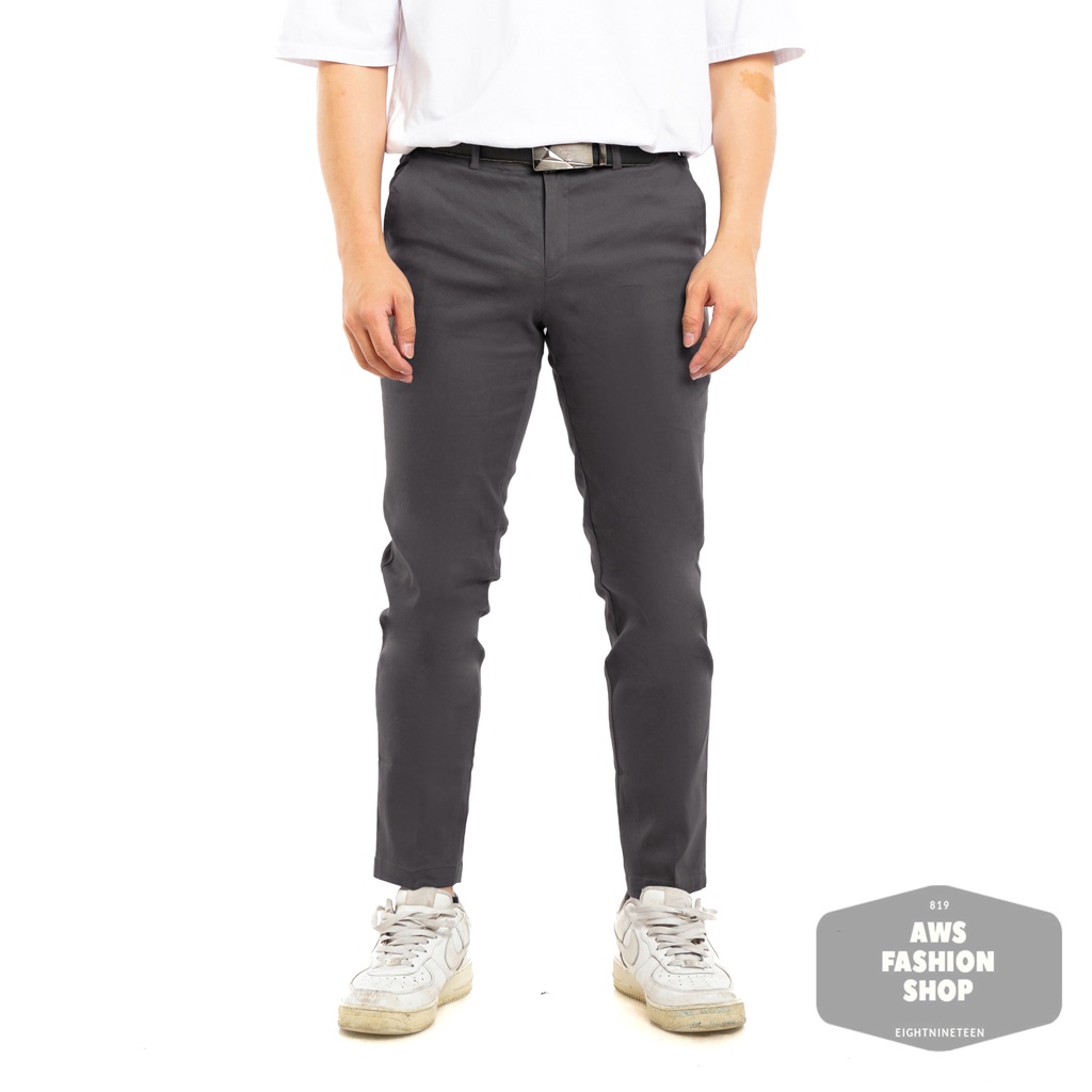 Celana Chino Panjang Pria Celana Panjang Pria Chino Abu Tua Dark Grey Celana Slimfit Slim Fit