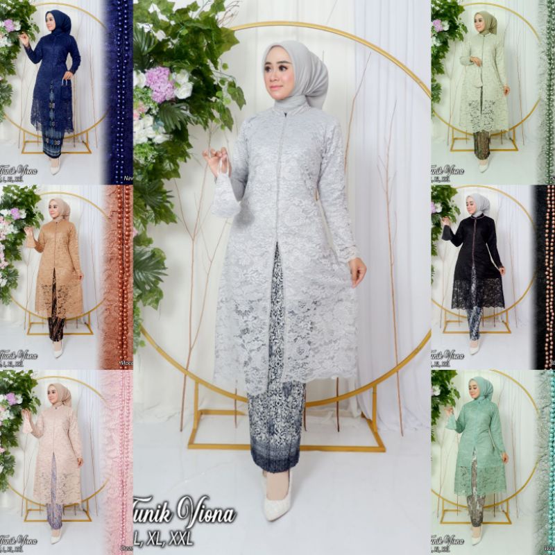 TUNIK VIONNA // BAHAN BRUKAT MIX BORDIR PAYET //BAJU WISUDA // BAJU PESATA // KEBAYA MODERN // By SABANA