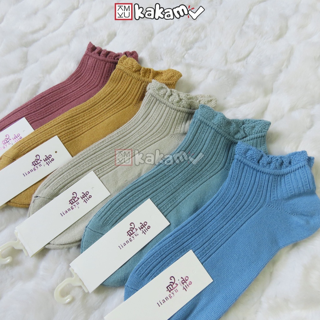 Kakamu Kaos Kaki Mata Kaki / Ankle Shabby Chic Aksen Renda Warna Warni