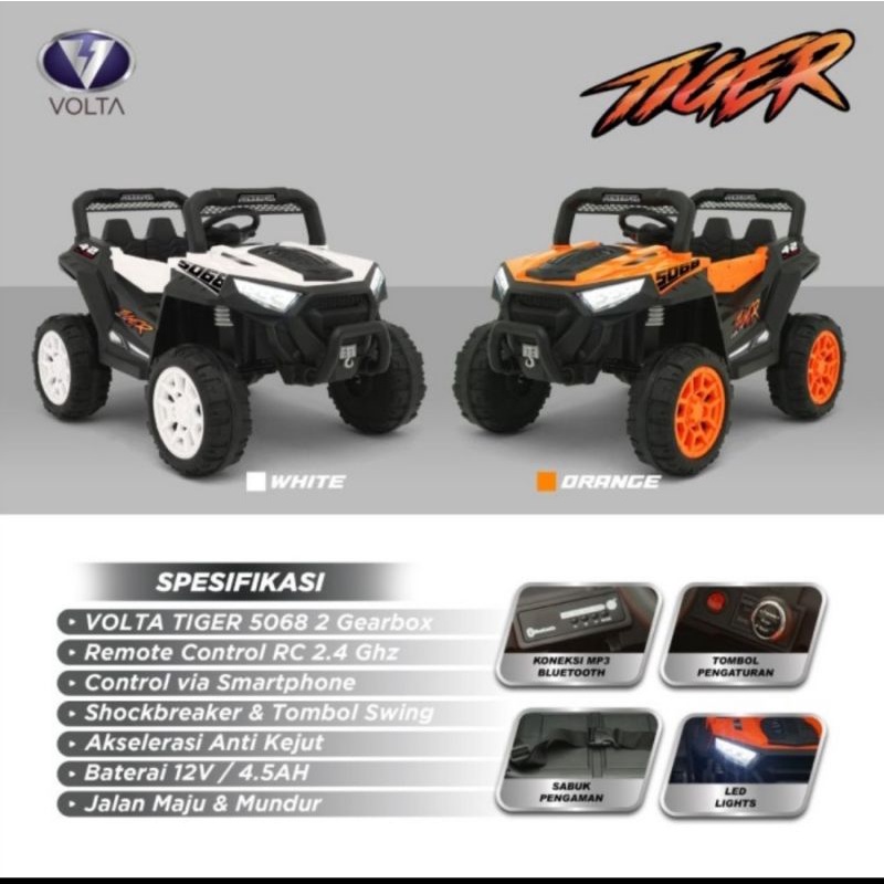 MOBIL AKI MAINAN ANAK VOLTA TIGER 5068 JEEP 12V 2 DINAMO
