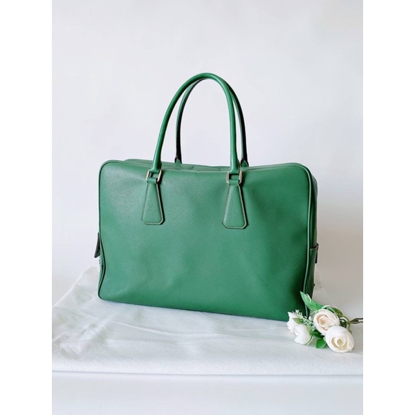 Preloved Condt Prada Briefcase Green  Saffiano Leather