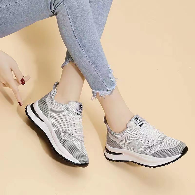 ☀ Sunly ☀ SP033 (Tanpa Kotak) Sepatu Sneakers Wanita Motif Sporty Model Korea Fashion Casual Sport Santai Olahraga Import