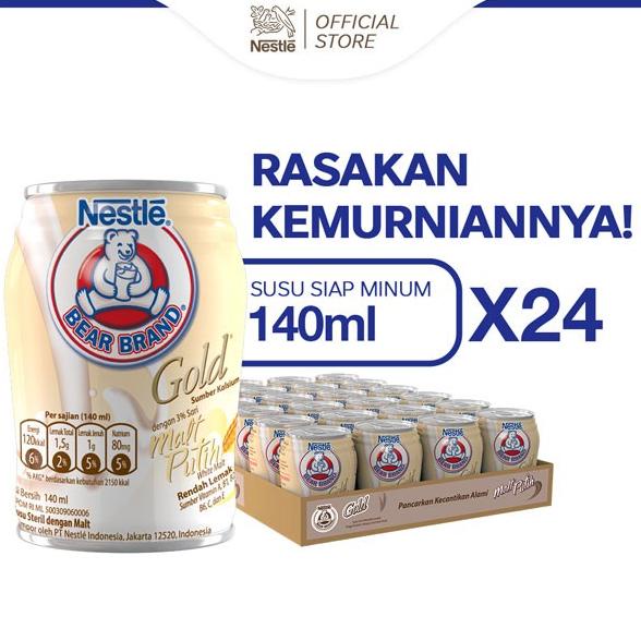 

NESTL BEAR BRAND GOLD White Malt Minuman Siap Minum 140ml 24 pcs TERLARIS TERPERCAYA ORIGINAL