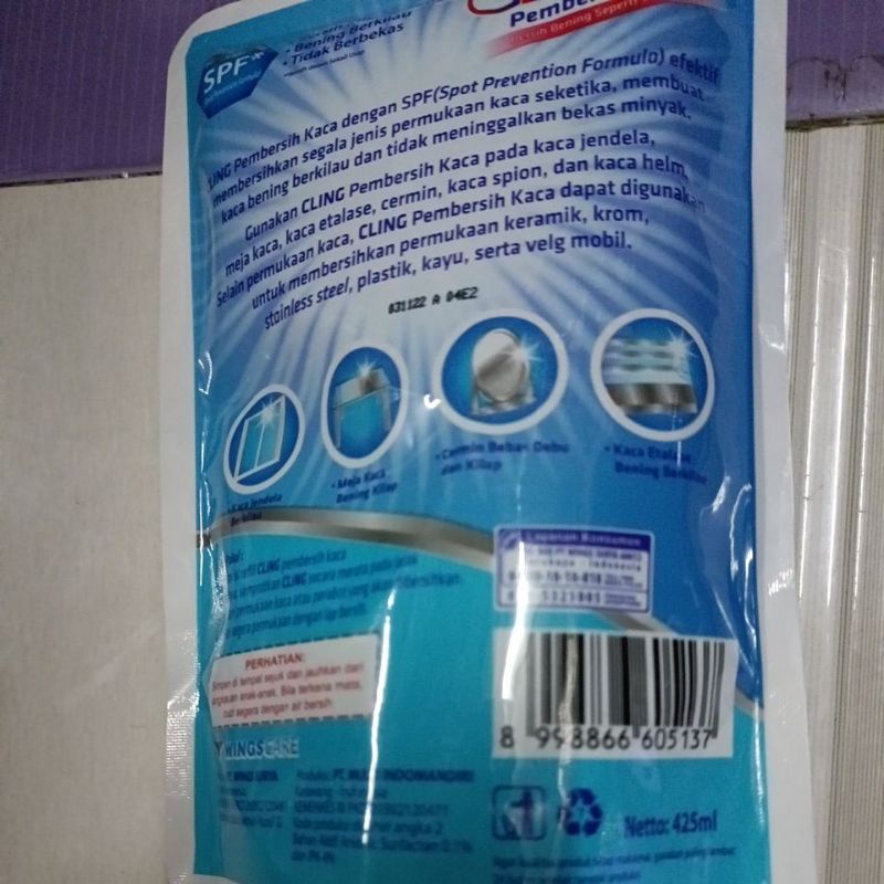PEMBERSIH KACA CLING@±425ML*2BKS